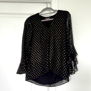 Vince Camuto Black And Gold Blouse XXS